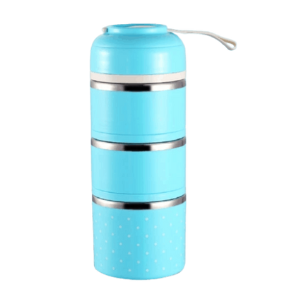 lunch box isotherme inox ronde multi etages bleue 3 etages