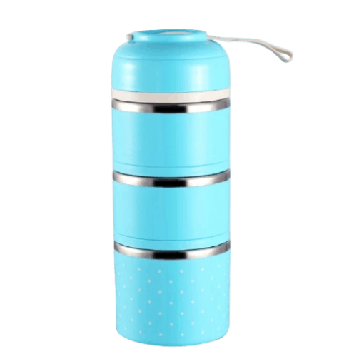 lunch box isotherme inox ronde multi etages bleue 3 etages