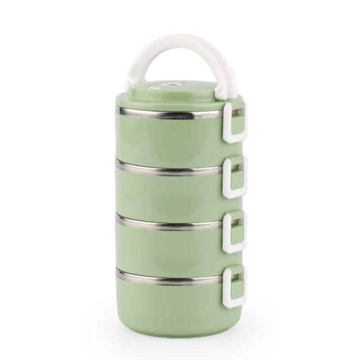 lunch box isotherme inox ronde verte 4 etages