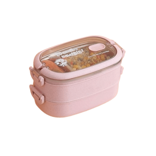 lunch box isotherme inox rose couvercle transparent 2 etages