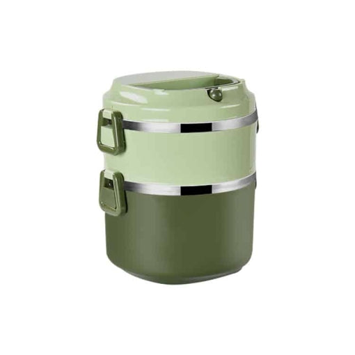 lunch box multi etage verte inox avec poignee 2 etages