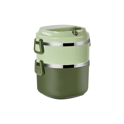 lunch box multi etage verte inox avec poignee 2 etages