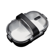 lunch box noire double compartiment avec couvercle transparent 1