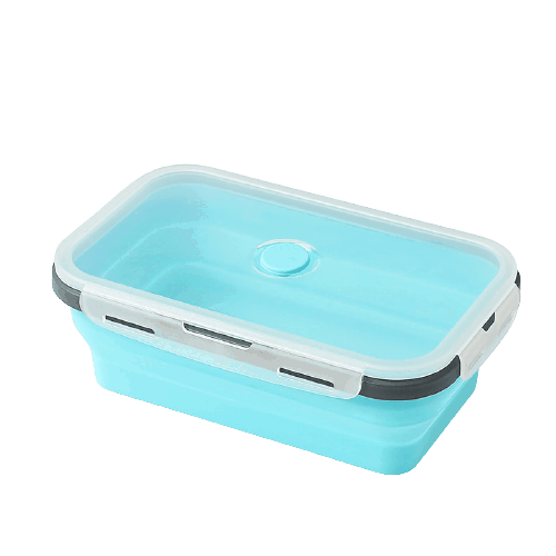 lunch box pliable en silicone 500ml bleue 1