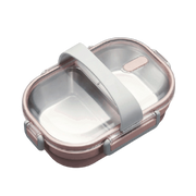lunch box rose double compartiment avec couvercle transparent 1
