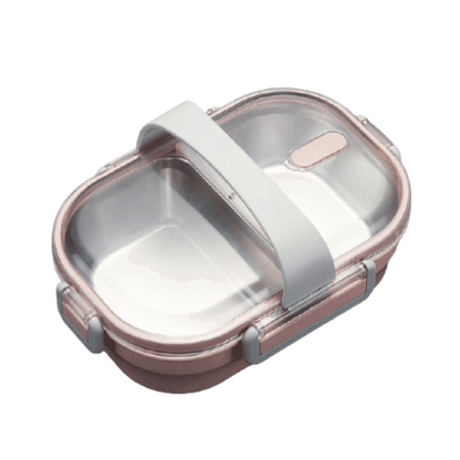 lunch box rose double compartiment avec couvercle transparent 1
