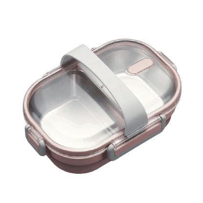 lunch box rose double compartiment avec couvercle transparent 1