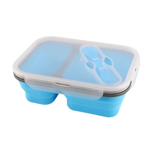 lunchbox double compartiment en silicone bleue 1