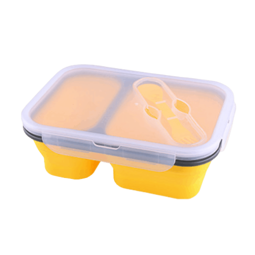 lunchbox double compartiment en silicone jaune 1