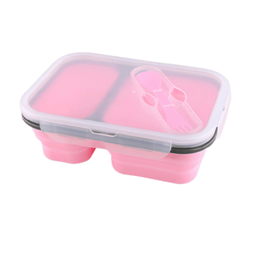 lunchbox double compartiment en silicone rose 1