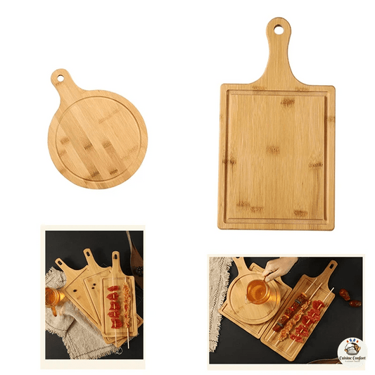 planche a decouper en bambou base ronde bois image 1