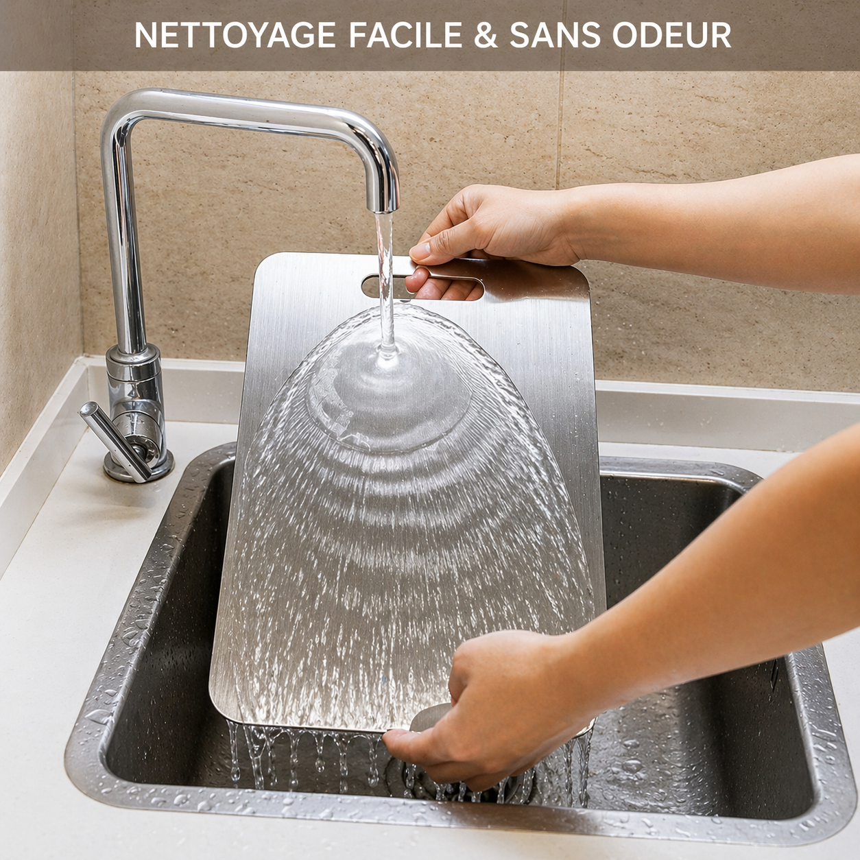 Planche à découper en inox antibactérienne