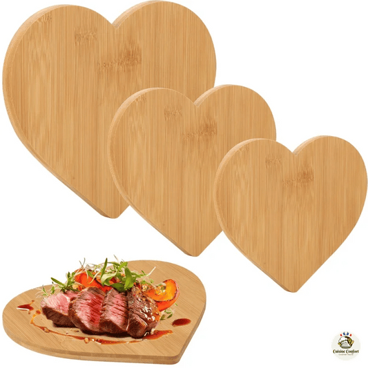 planches a decouper bambou forme coeur massif decoratives image 1