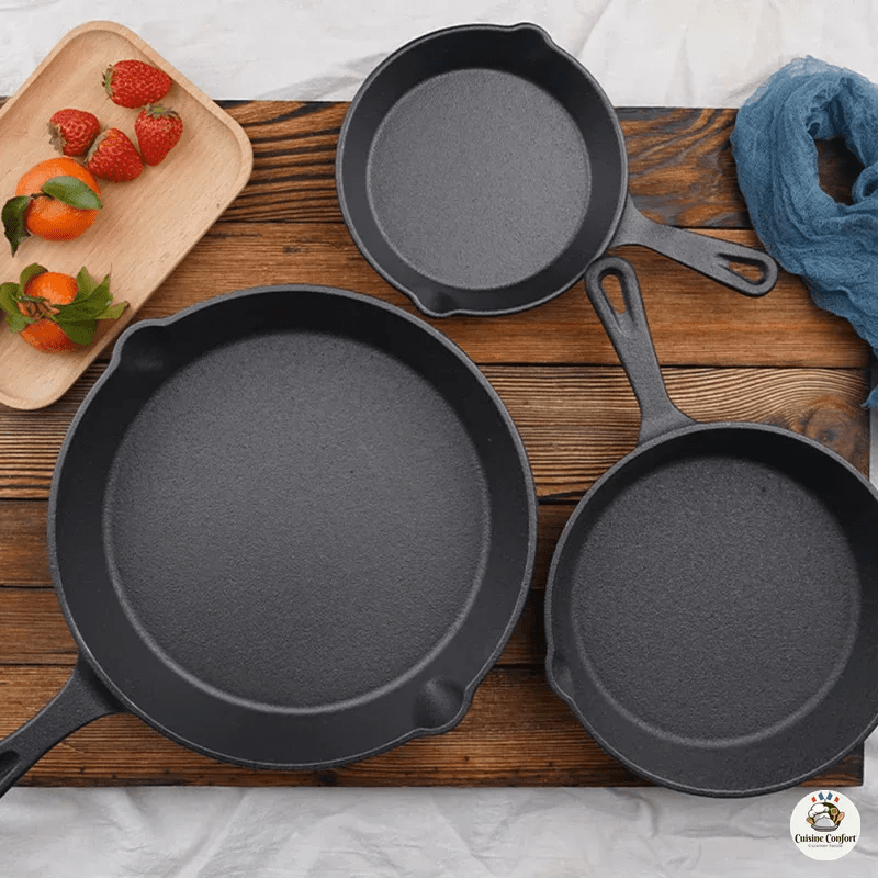 poele a frire en fonte antiadhesif polyvalente omelette image 1