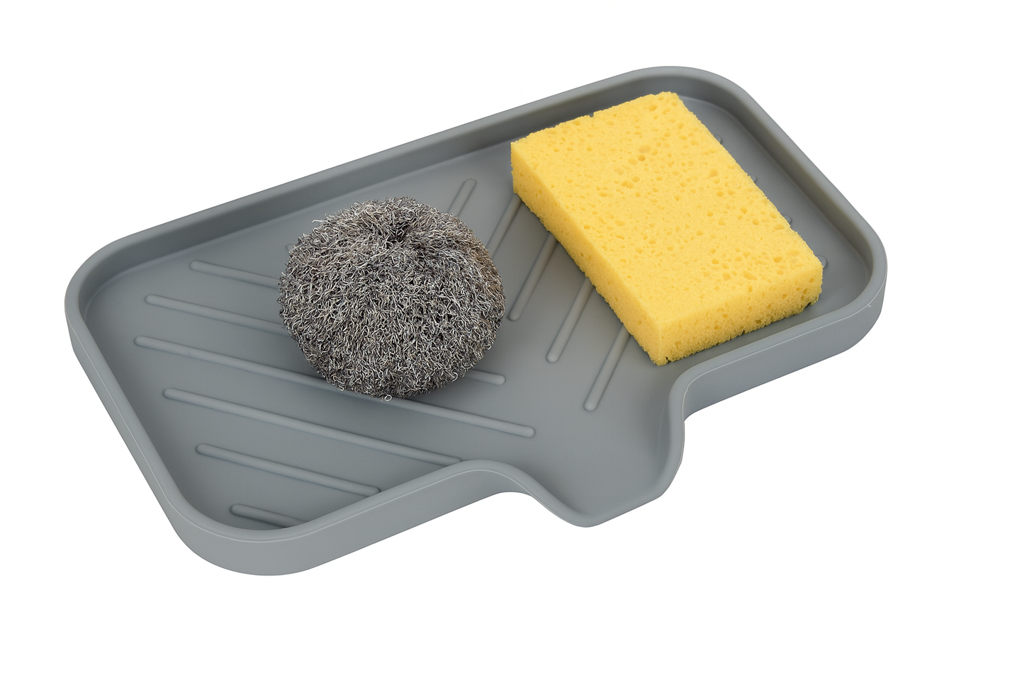Porte-savon en silicone avec égouttoir et rangement pour éponge