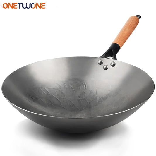 Wok 32cm en fer traditionnel antiadhésif