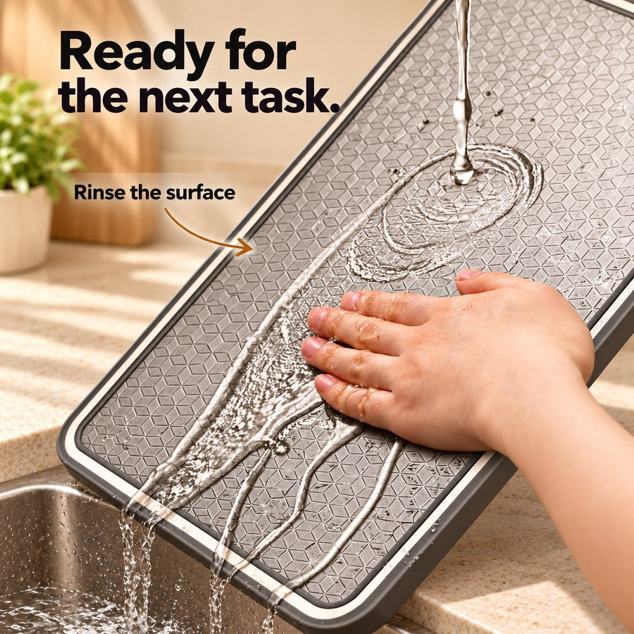 Ready for the next task. Rinse the surface