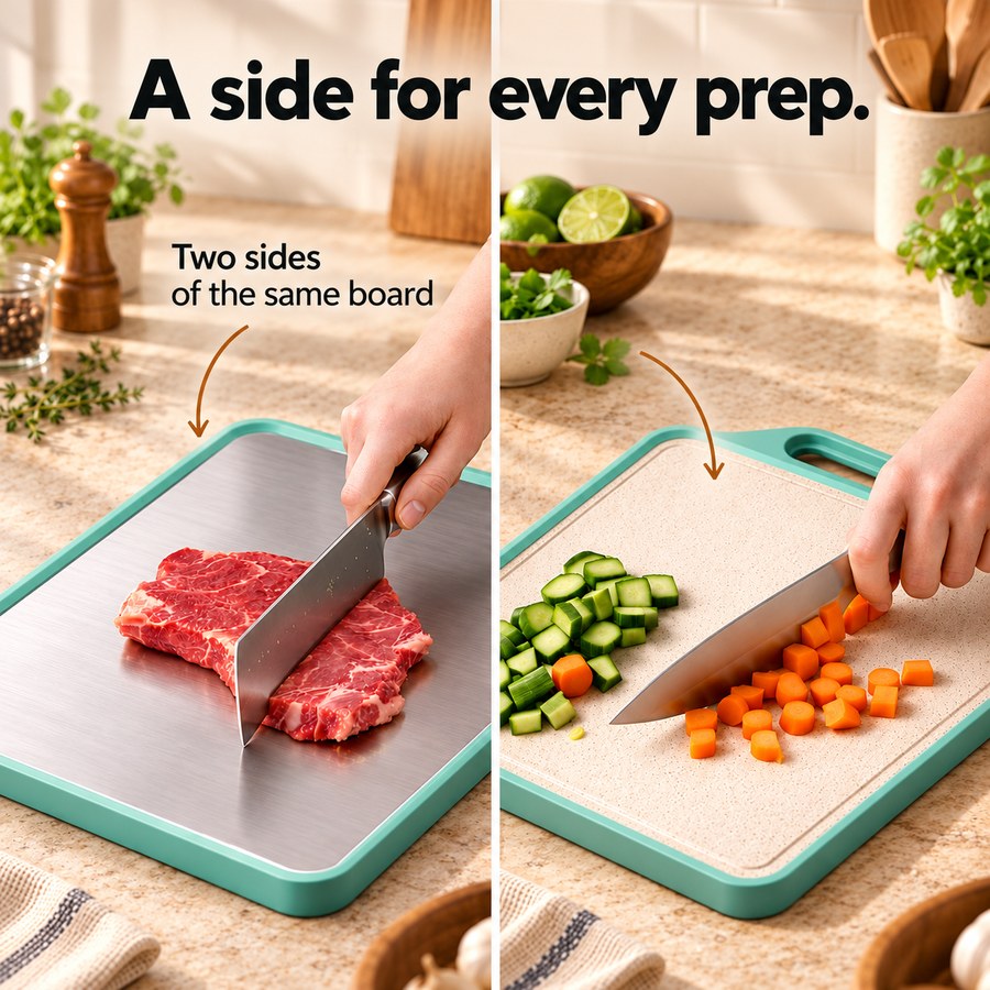 A side for every prep. Two sides of the same board