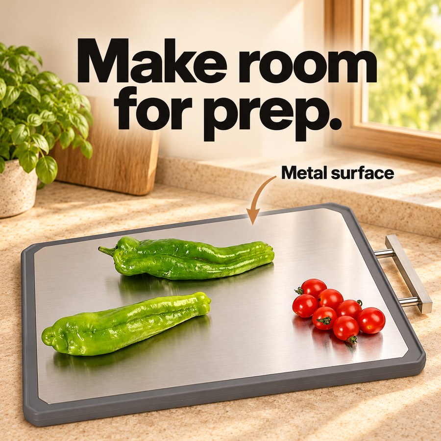Make room for prep. Metal surface