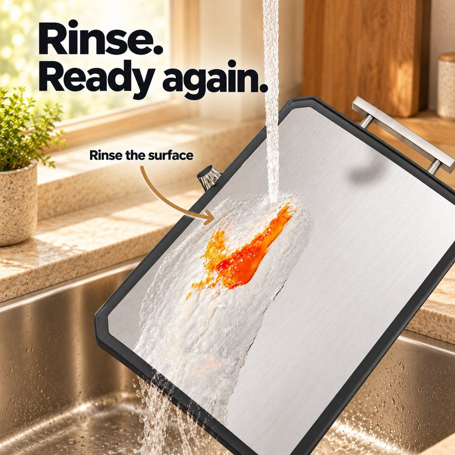Rinse. Ready again. Rinse the surface