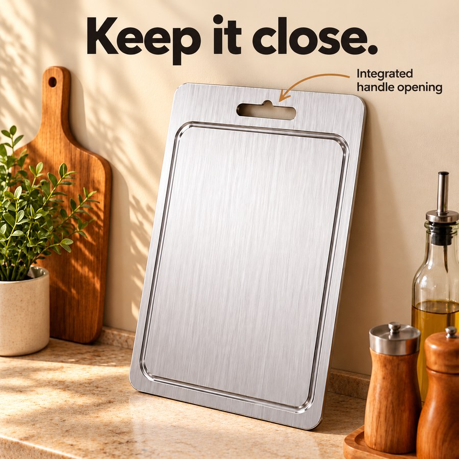 Keep it close. Integrated handle opening