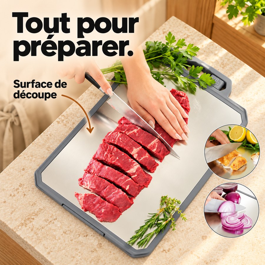 Tout pour préparer. Surface de découpe