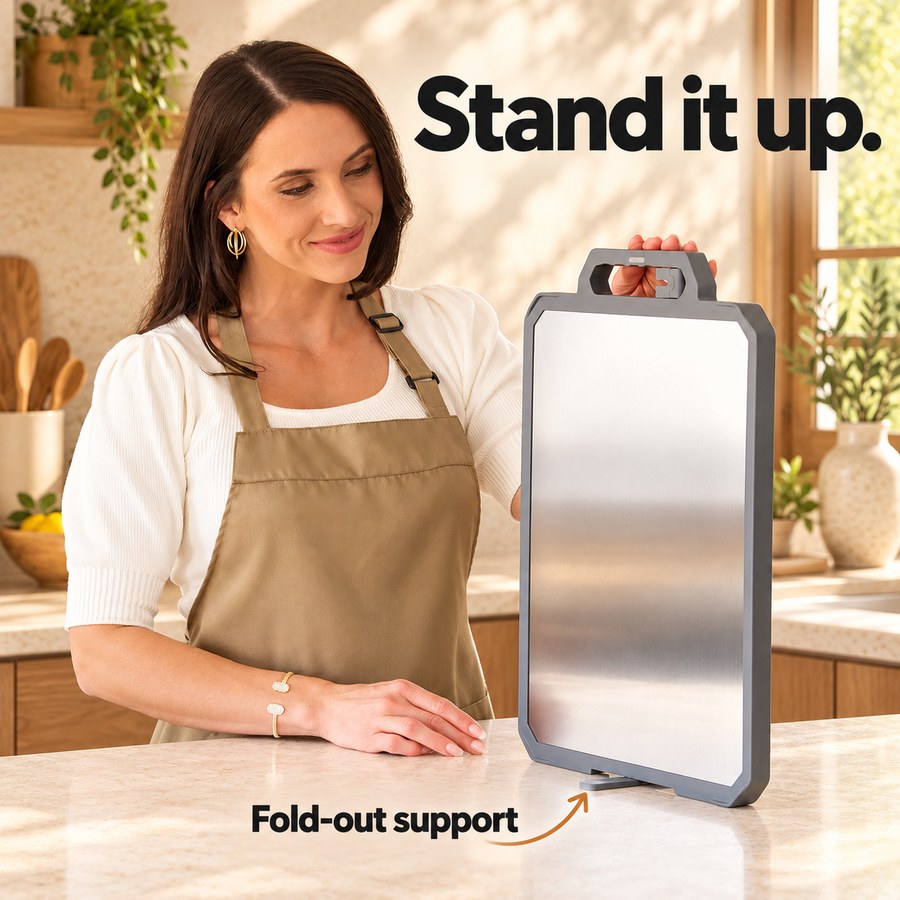 Stand it up. Fold-out support