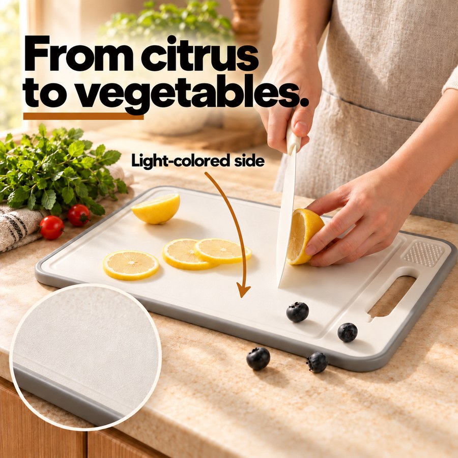 From citrus to vegetables. Light-colored side