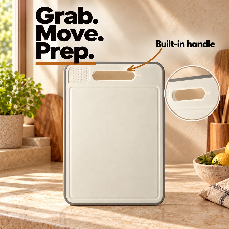 Grab. Move. Prep. Built-in handle