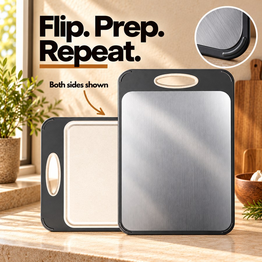 Flip. Prep. Repeat. Both sides shown