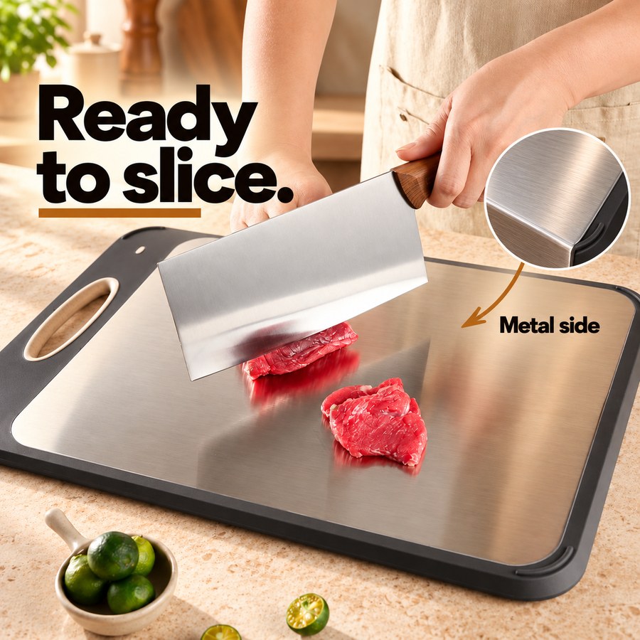 Ready to slice. Metal side