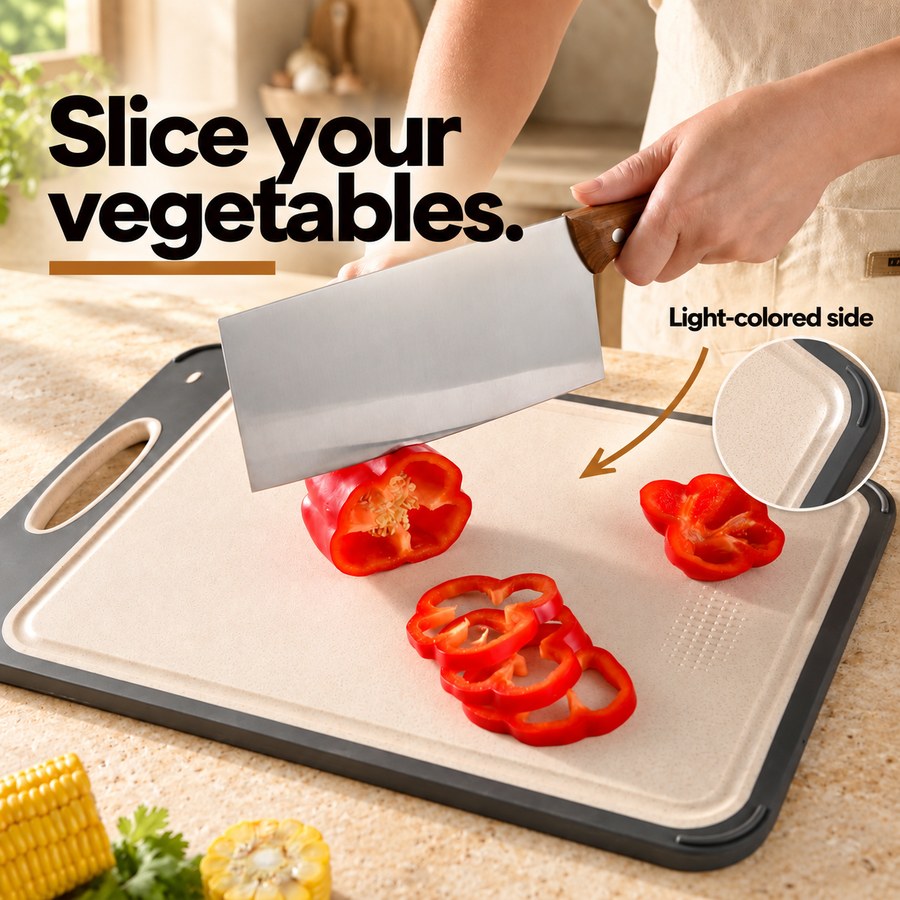 Slice your vegetables. Light-colored side