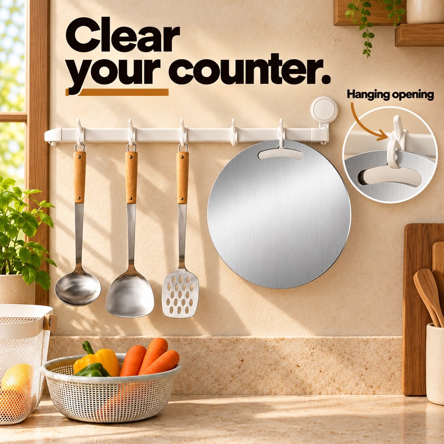 Clear your counter. Hanging opening