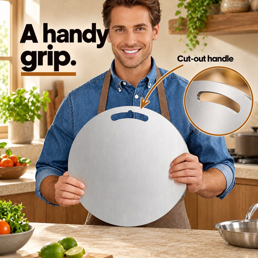 A handy grip. Cut-out handle