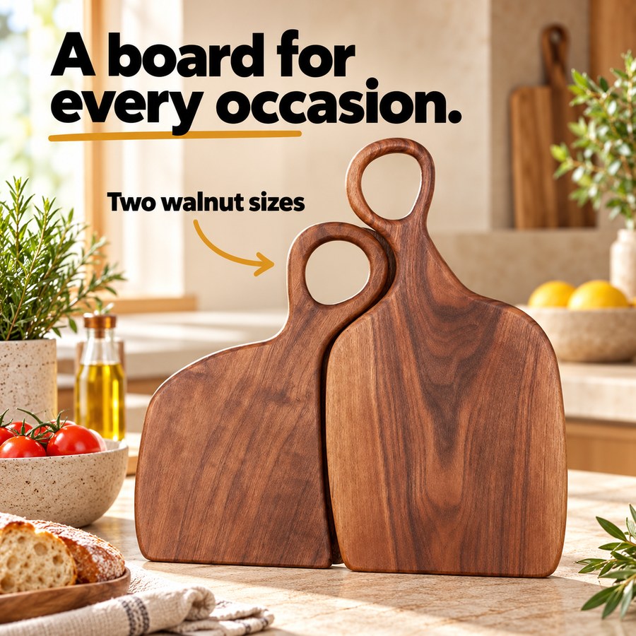 A board for every occasion. — Two walnut sizes