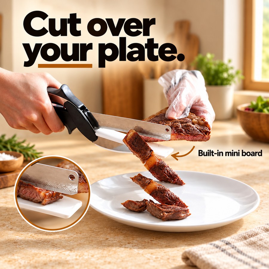 Cut over your plate. Built-in mini board