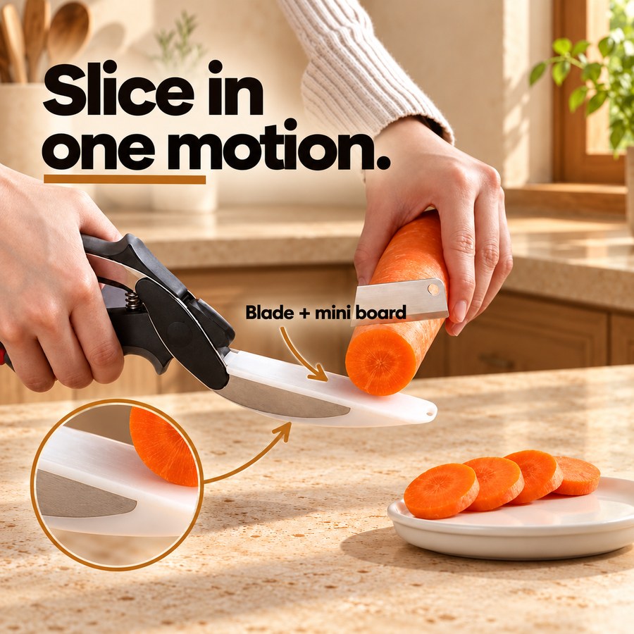 Slice in one motion. Blade + mini board