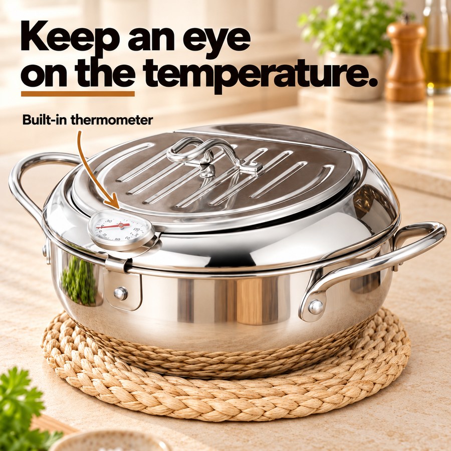 Keep an eye on the temperature. Built-in thermometer