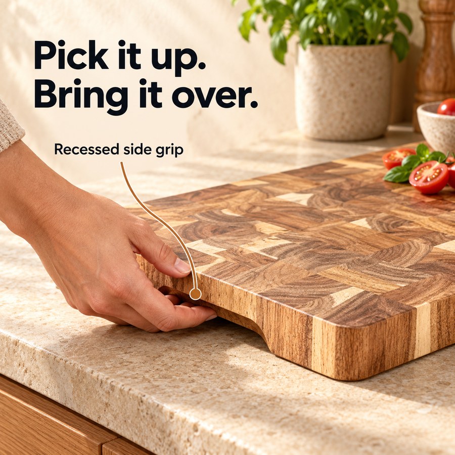 Pick it up. Bring it over. Recessed side grip