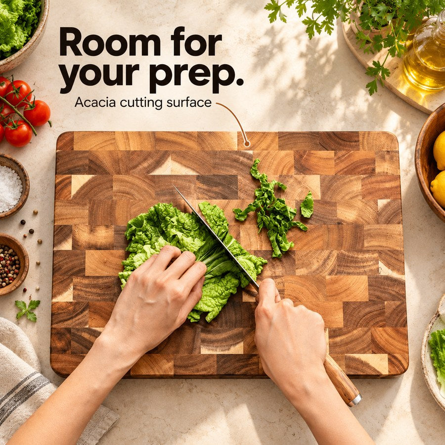 Room for your prep. Acacia cutting surface
