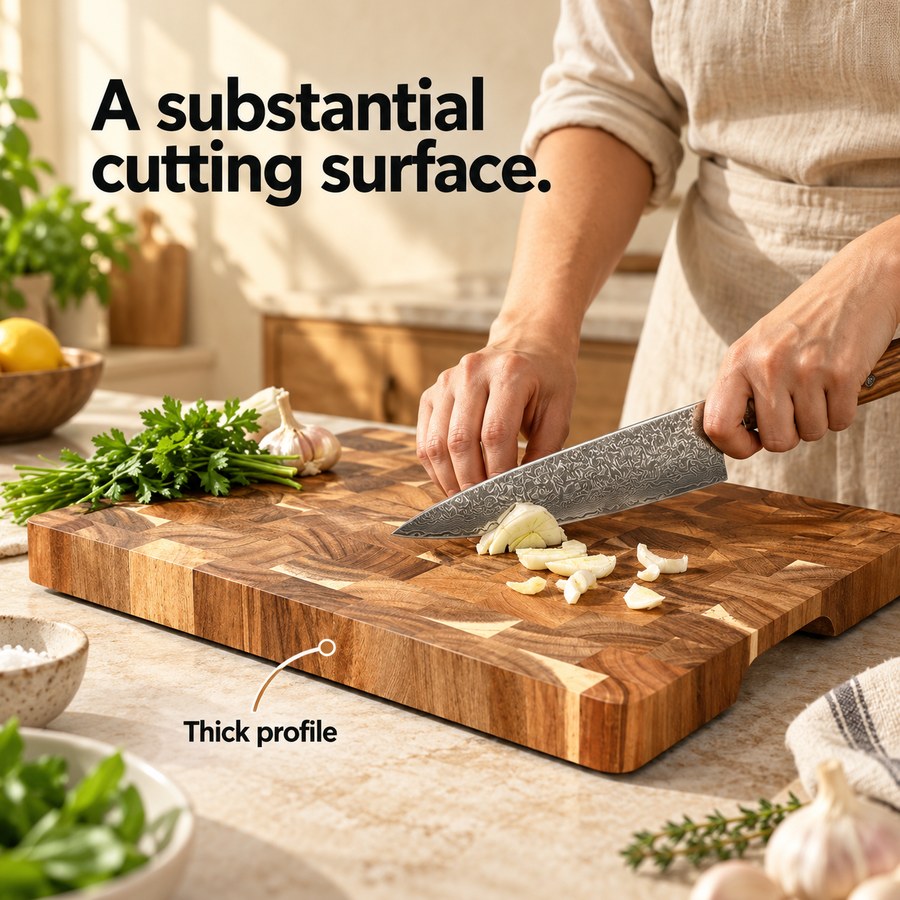 A substantial cutting surface. Thick profile
