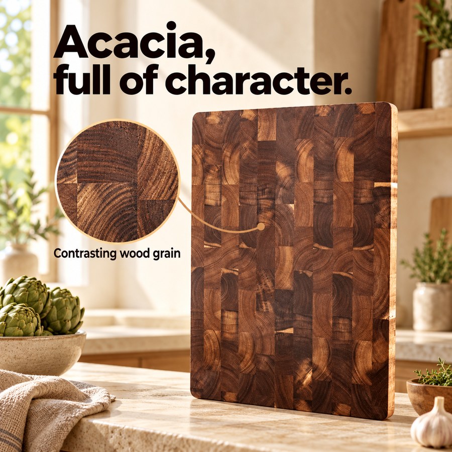 Acacia, full of character. Contrasting wood grain