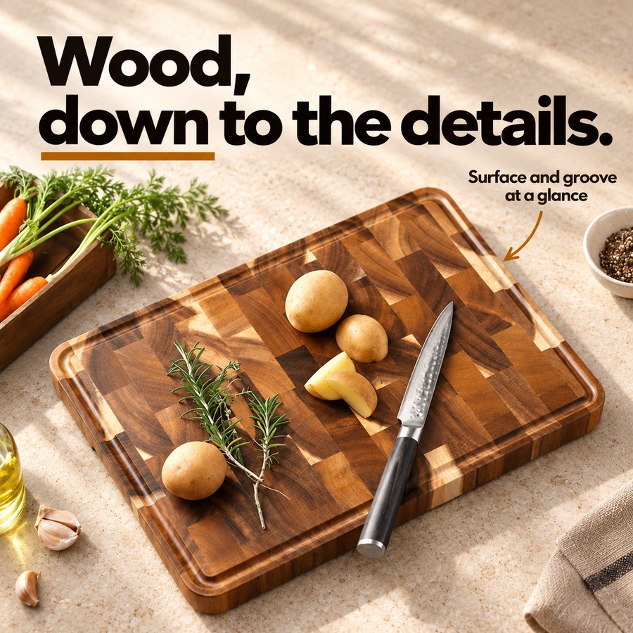 Wood, down to the details. Surface and groove at a glance