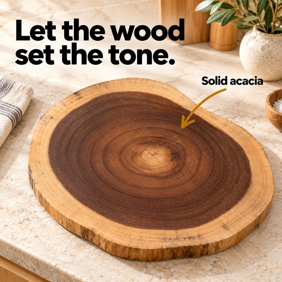 Let the wood set the tone. — Solid acacia