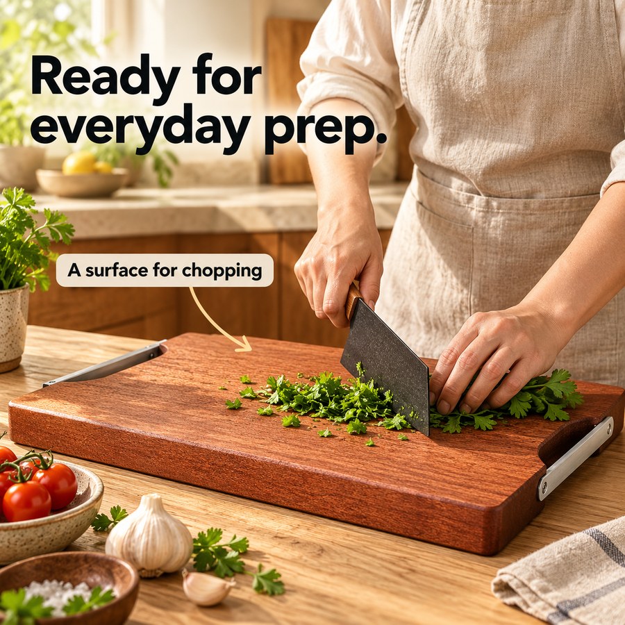 Ready for everyday prep. A surface for chopping