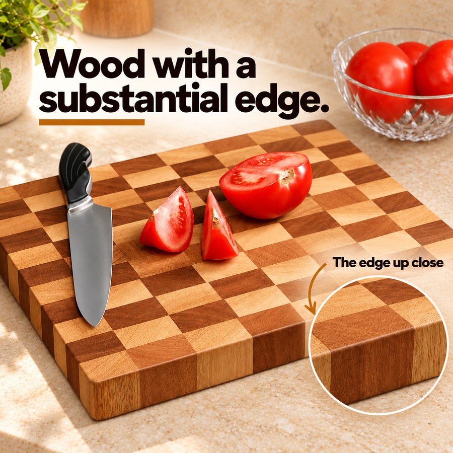Wood with a substantial edge. The edge up close