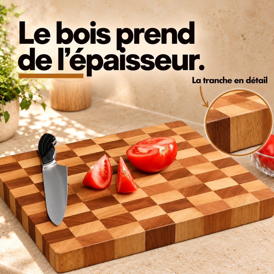 Le bois prend de l’épaisseur. La tranche en détail