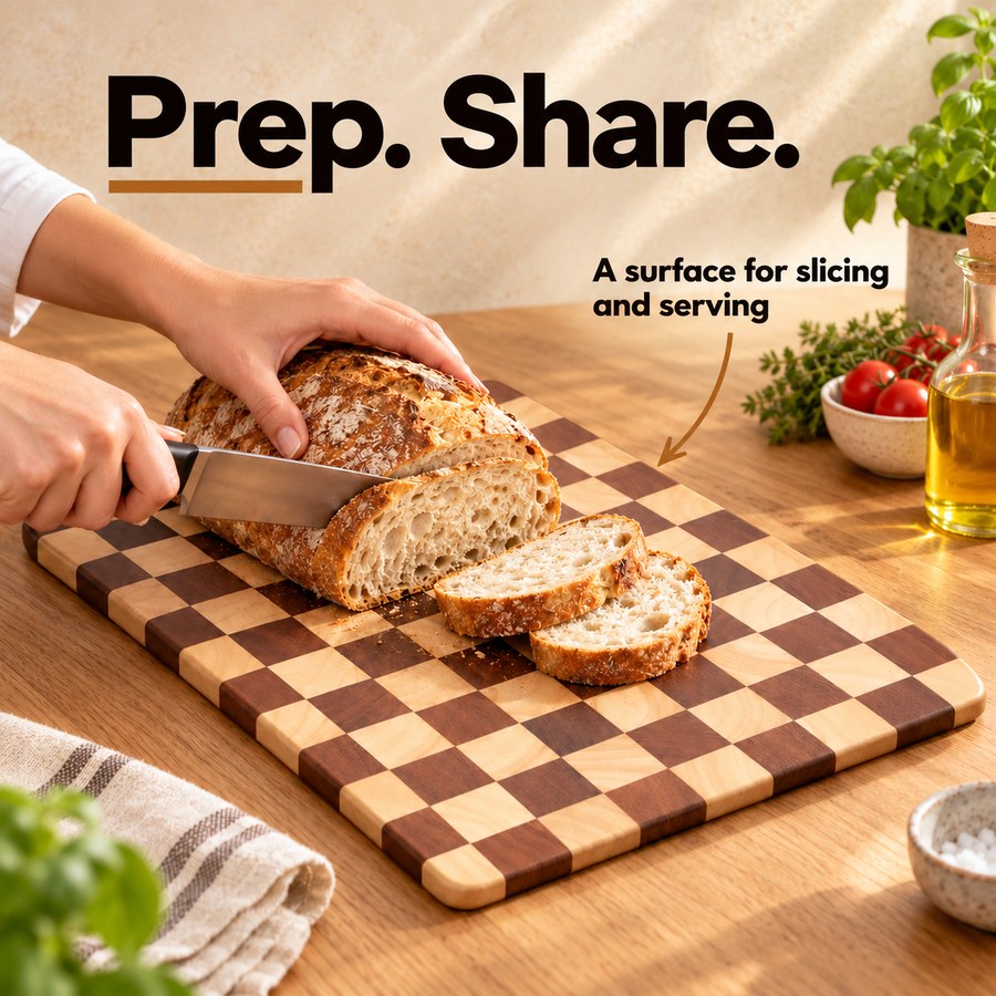 Prep. Share. A surface for slicing and serving