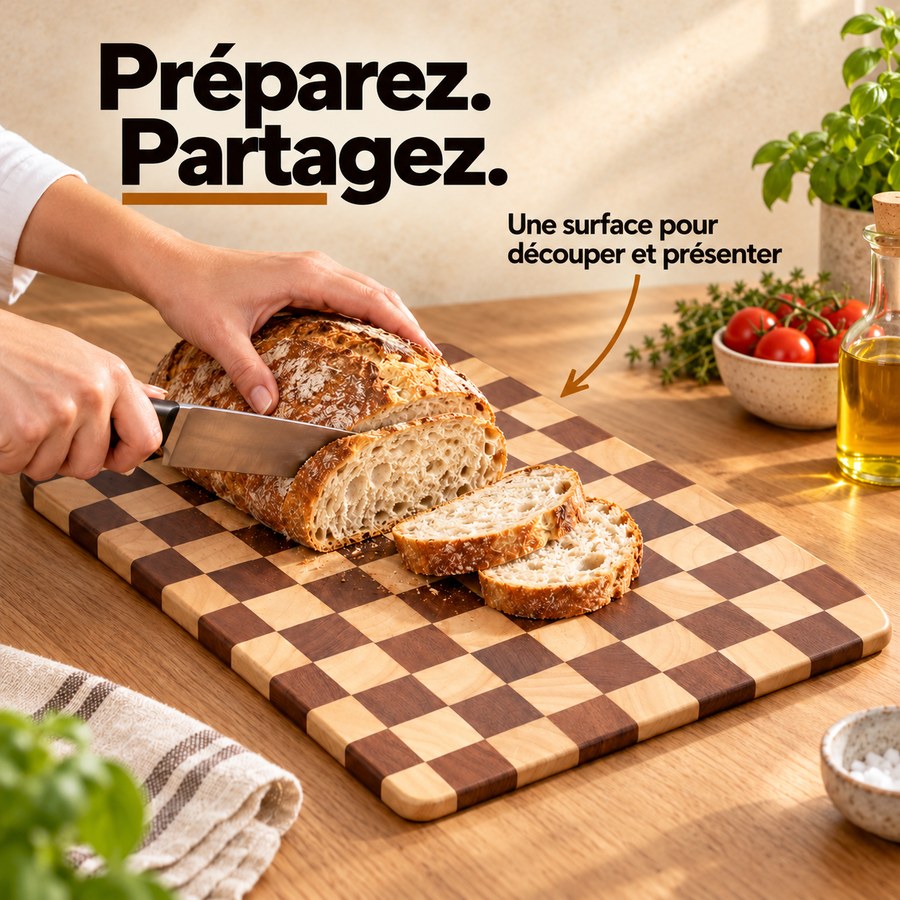 Préparez. Partagez. Une surface pour découper et présenter