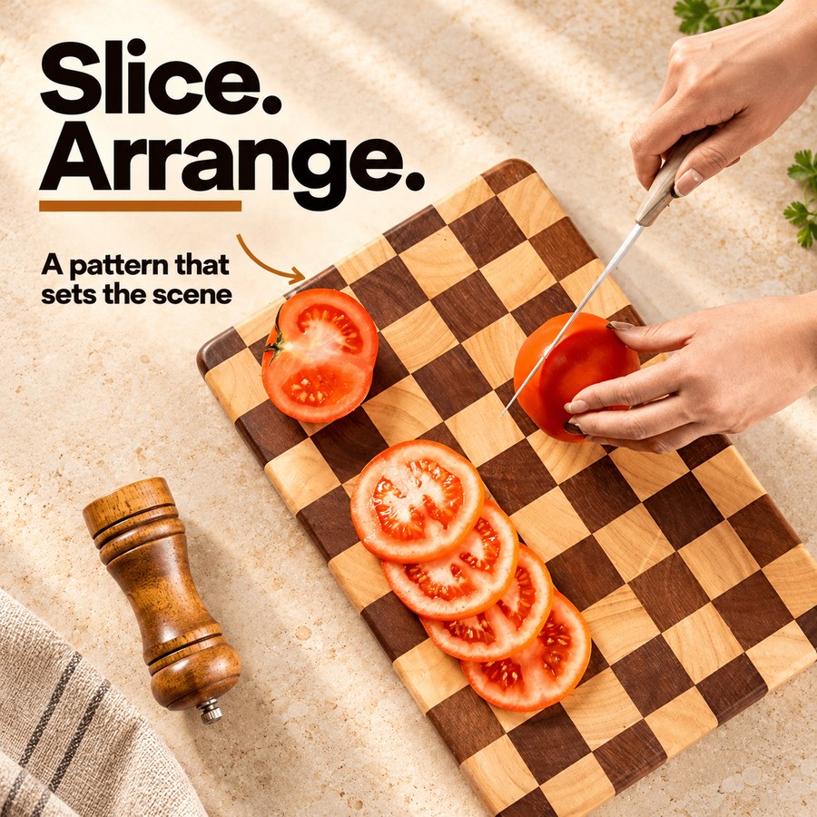 Slice. Arrange. A pattern that sets the scene
